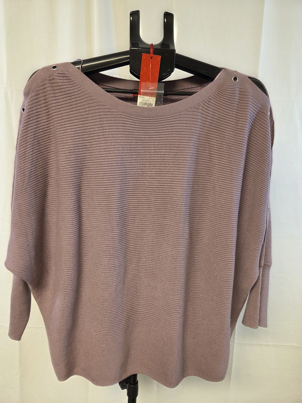 Jennifer Lopez Mauve Ribbed Scoop Neck Sweater